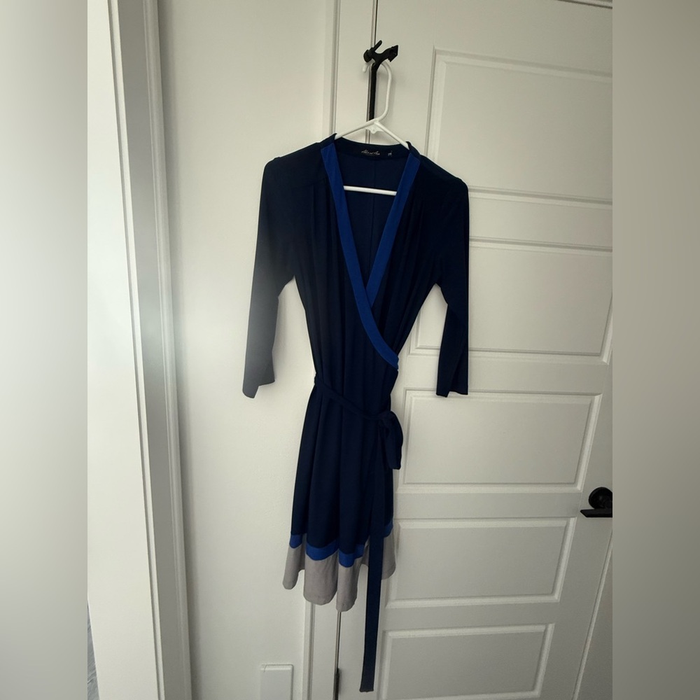 Colorblock Navy Wrap Dress